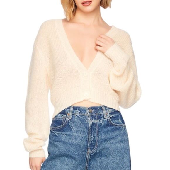 Susana Monaco mohair sweater cardigan, Color Belgian creme, Size Small, NWOT - Picture 1 of 8